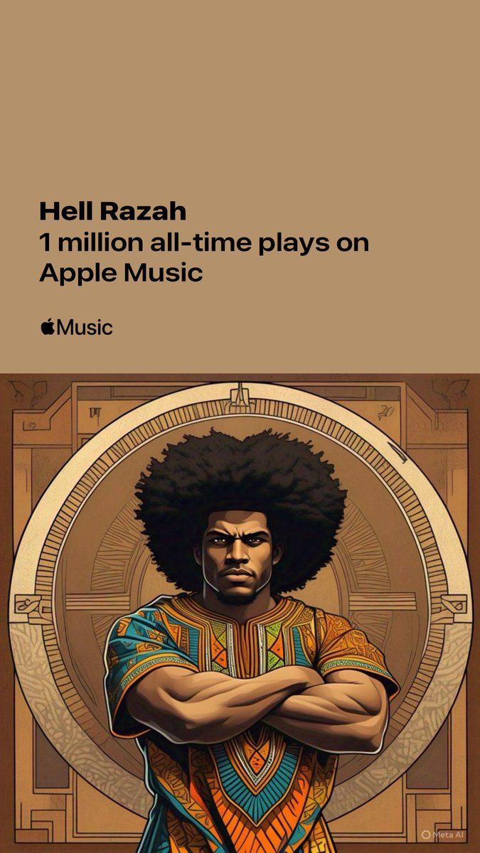 HellRazah 
1 million all-time plays on music.lnk.to/ib0ONk
Apple Music
You passed
1,000,000 all-time plays.

 Music
Lifetime 
Plays
1.2M

music.lnk.to/ib0ONk