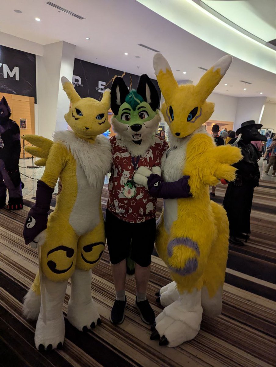 DragoonFox's tweet image. Happy #FursuitFriday !
Found some Renamon at #FWA2025
I know the one on the right but can't remember their handles D: