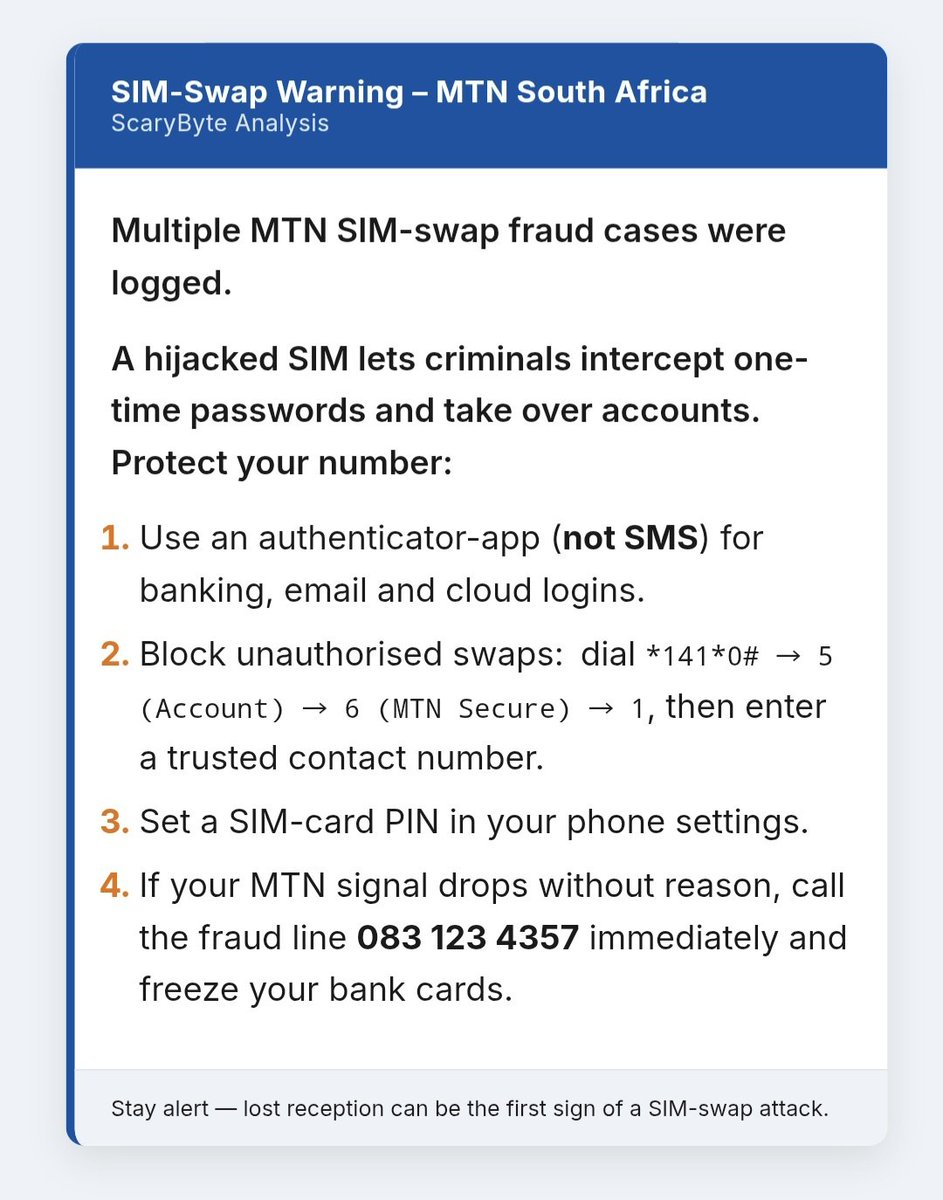 Stay Alert! #MTN SIM-Swap warning!