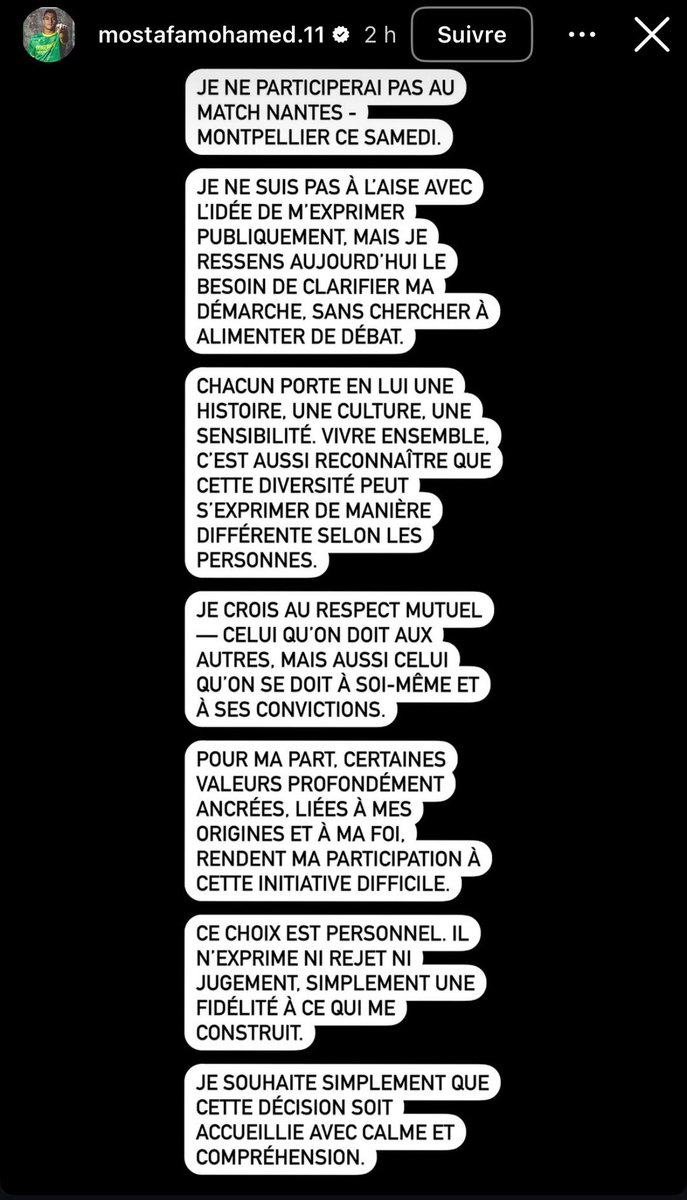 Le visage et le message de la honte.
Dans son message posté sur Instagram, <a href="/mmostafa_11/">Mostafa Mohamed</a> confirme son homophobie en toute impunité. On agit <a href="/LFPfr/">Ligue de Football Professionnel</a> <a href="/MarieBarsacq/">marie barsacq</a> <a href="/auroreberge/">Aurore Bergé</a> <a href="/BrunoRetailleau/">Bruno Retailleau</a> <a href="/GDarmanin/">Gérald DARMANIN</a> ? 
Je vais de nouveau déposer plainte.
