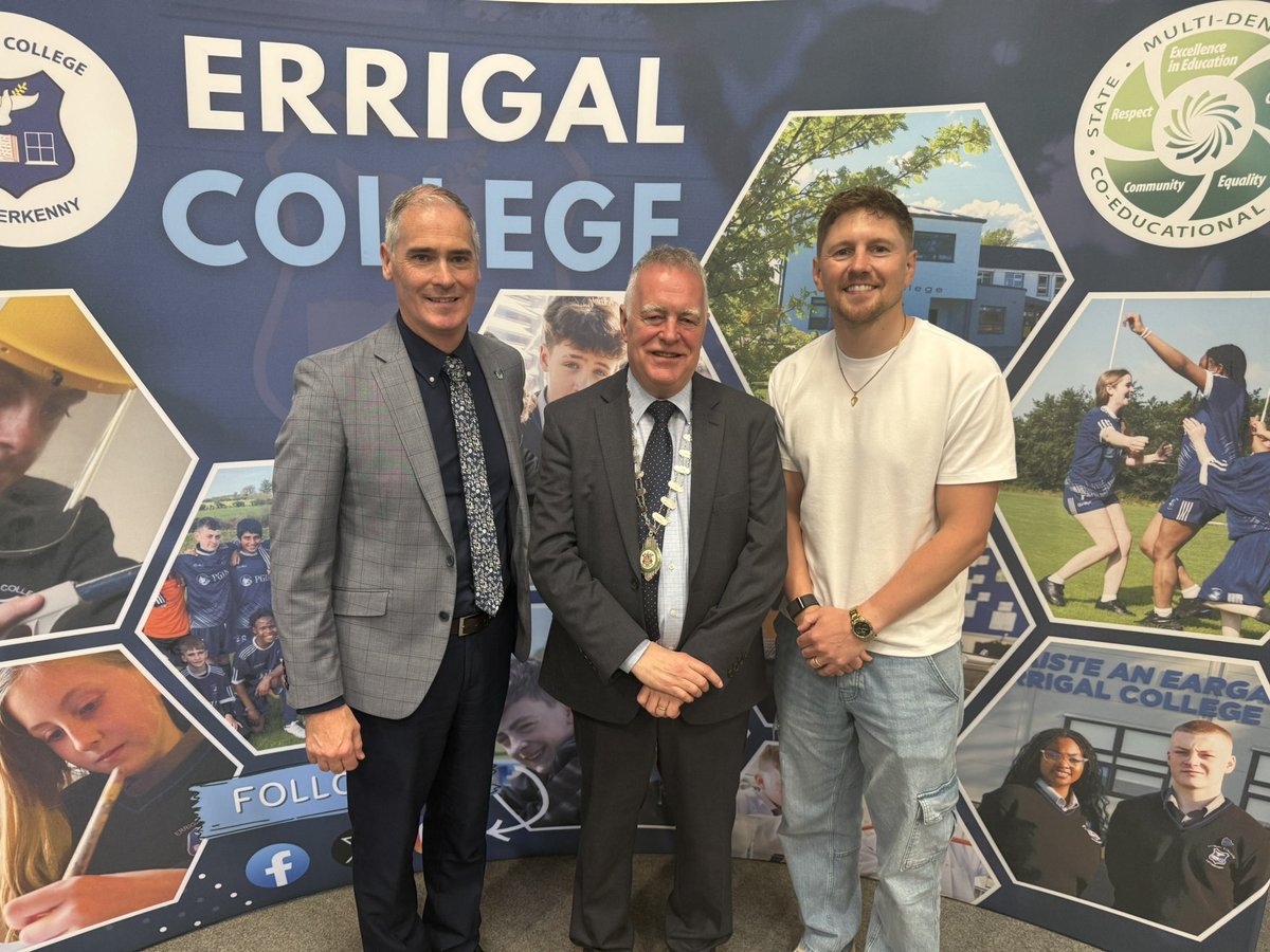 JimmyK123's tweet photo. Delighted to represent the Board of Management at the presentations today at Errigal College along with special guest Jason Quigley, Principal Danny McFadden and Deputy Principal Deirdre Markham and all the staff. Congratulations to all the students as they approach the end of their school year and in particular to all those who got awards today.
