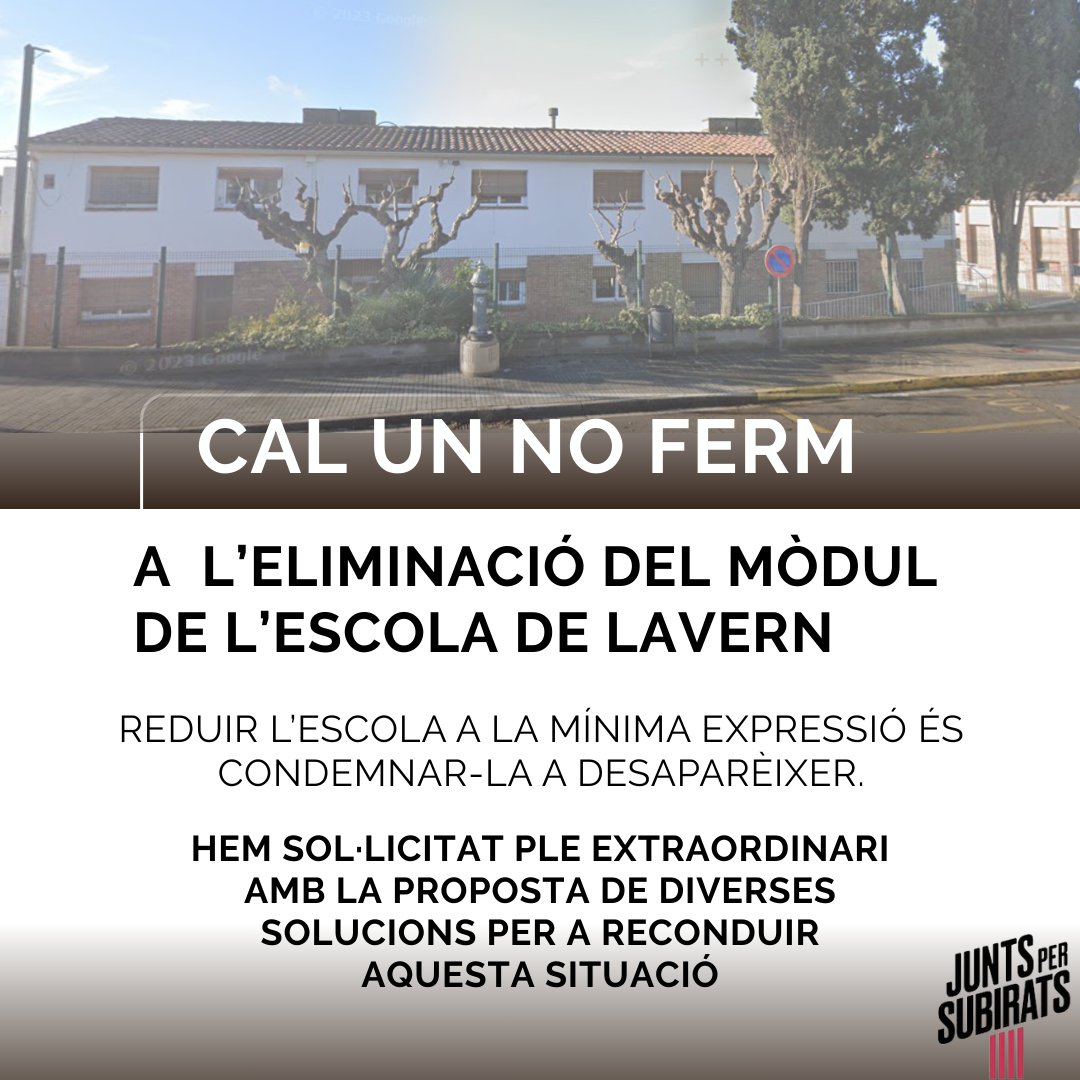 📢La decisió del Departament d’Educació de retirar el mòdul de l’escola de #Lavern (aula dels Presseguers i Codonyers) ignora greument l’arrelament al territori i la visió amb perspectiva de futur del nucli 🧵
#Subirats #modeleducatiu