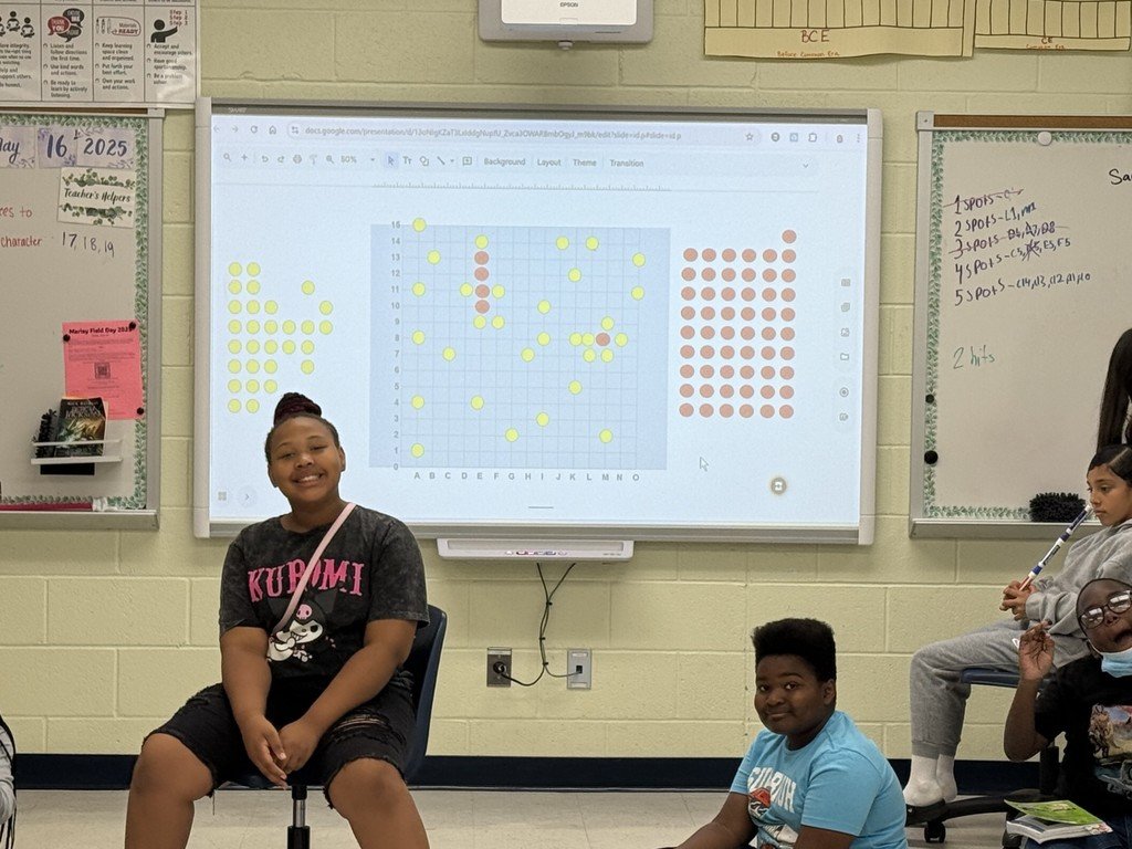MarleyESAACPS's tweet photo. 5th Graders in Mrs. Locher's and Mrs. Freeman's class played classroom sized battleship against one another to help students understand how to read a coordinate plane. https://t.co/Wpcp1EdDJA