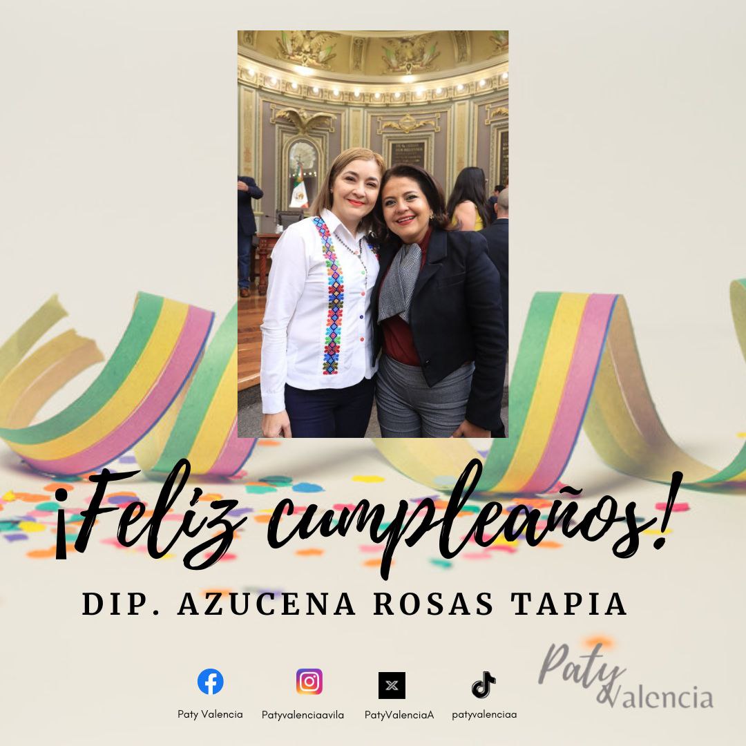 Felicito en este día tan especial a mi amiga Diputada <a href="/AzucenaRosasTa2/">Azucena Rosas Tapia</a> por motivo de su cumpleaños.

Muchas felicidades amiga, que Dios te colme de bendiciones y que tengas un maravilloso día al lado de las personas que amas. Te envío un abrazo lleno de mucho cariño 🙋‍♀️💜