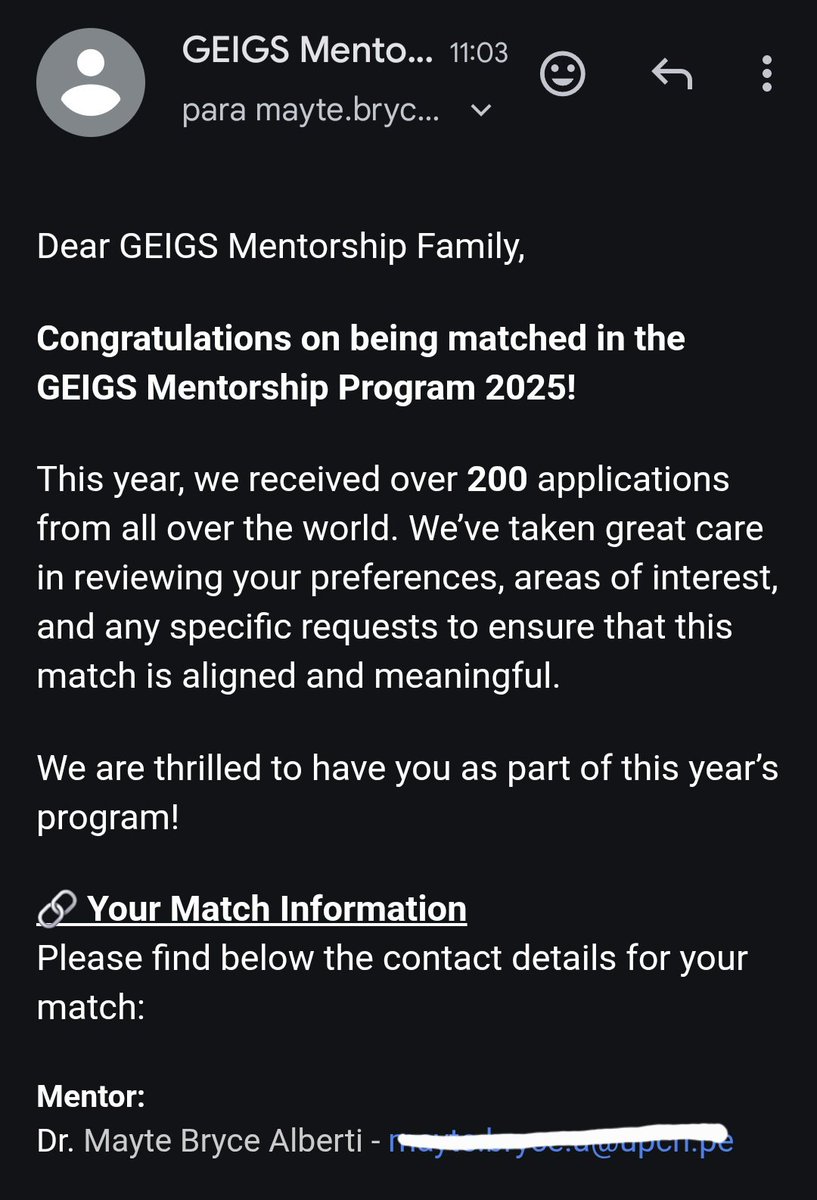 Yasmin Da Cruz, MD (@yasmincruz_md) on Twitter photo So, this just happened one day before my birthday! The best present ever!!
I am so grateful to be apart of this mentorship and so excited to start my journey alongside the amazing doctor I was matched with!
Greater this are coming <a href="/MayteBryce/">Mayte Bryce Alberti, MD</a>
#GEIGSMATCH #GEIGSMentorship So, this just happened one day before my birthday! The best present ever!!
I am so grateful to be apart of this mentorship and so excited to start my journey alongside the amazing doctor I was matched with!
Greater this are coming <a href="/MayteBryce/">Mayte Bryce Alberti, MD</a>
#GEIGSMATCH #GEIGSMentorship