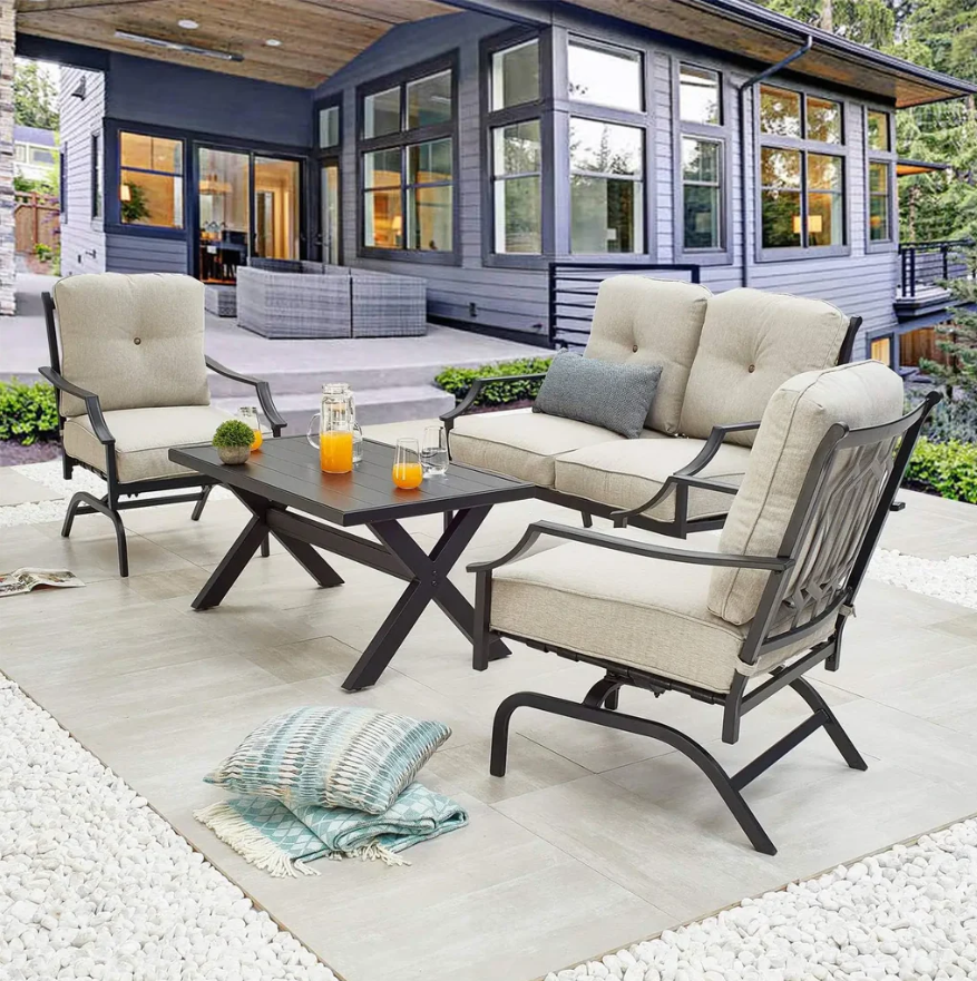 GDealsonline's tweet photo. Modern Outdoor Patio Furniture Set - Metal Conversation Set with All-Weather Cushioned Loveseat, 2 Rocking Chairs &amp; Coffee Table for Garden, Deck, Backyard - Stylish and Durable Design
$277.01
https://t.co/EnM2QdU7Rl...
#outdoorfurniture #OutdoorFurnitureSets #patiofurniture https://t.co/WTLSfnUXKw