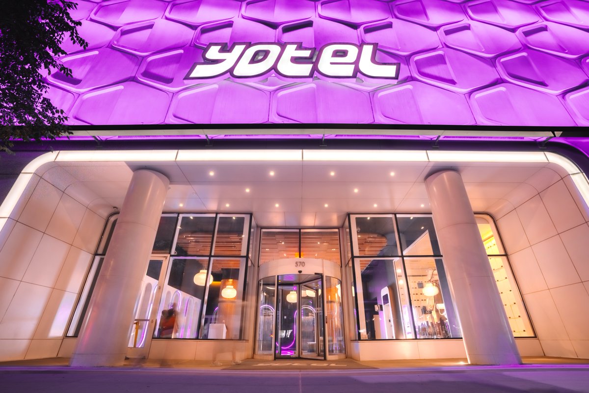 The glow-up starts before check-in. Step into the city, and into the signature purple glow of #YOTELnewyork Times Square - bit.ly/398mwjQ