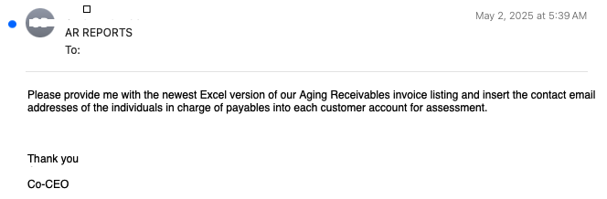 Aging Report BEC scam detected by #NACE by understanding the intent and using it as a feature set, rather than relying on behavioral profiling.

#BEC #EmailSecurity #GenAI