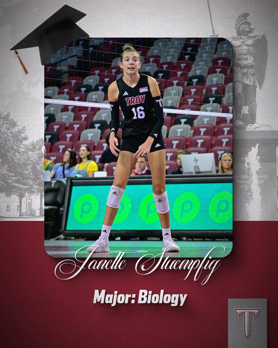 Putting the 𝗦𝗧𝗨𝗗𝗘𝗡𝗧 in student-athlete! 

Congrats, Janelle 🎓

#BuildTheEmpire | #OneTROY⚔️🏐