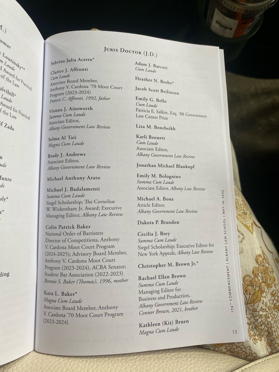 Congratulations Colin! Caroline,Jack, Em &amp; I are so proud of all your achievements! The judge is beaming from above! ⚖️⚖️#Albany Law School Graduate 2025