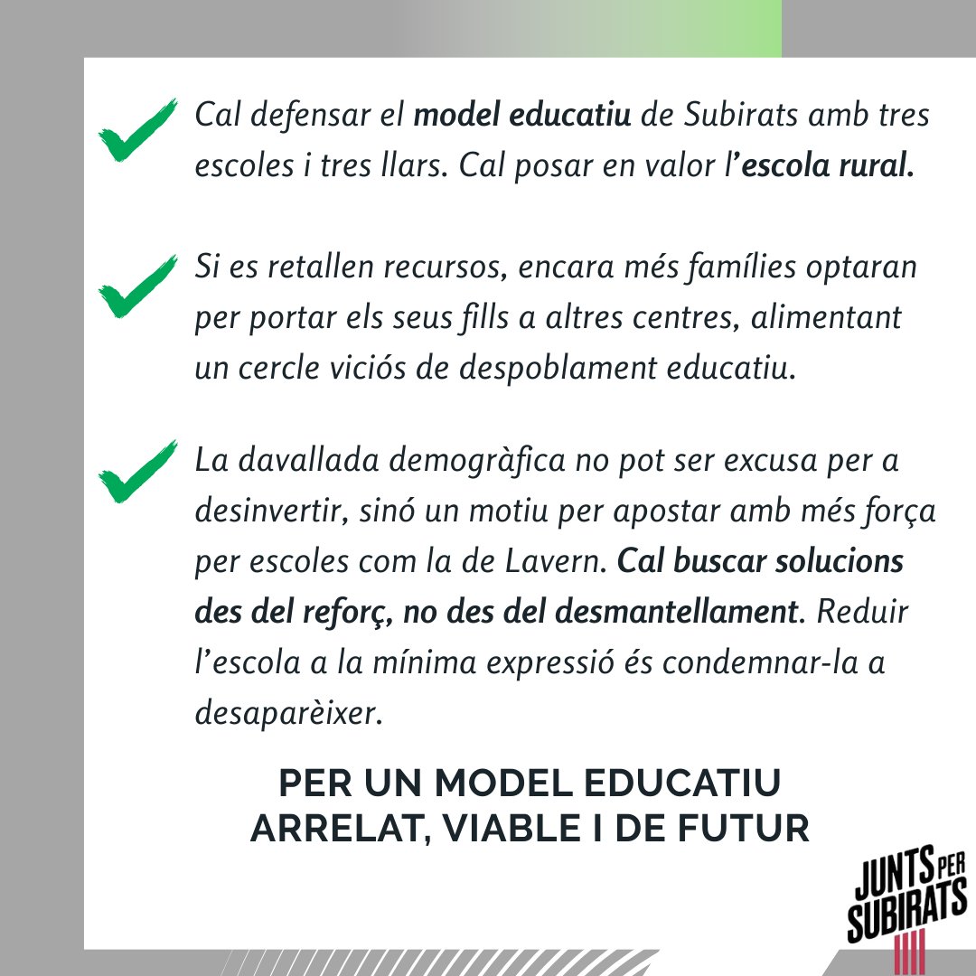 Per aixó hem sol·licitat Ple extraordinari per a, en tot cas, demanar solucions alternatives com el lloguer o la compra.
#escolarural #educaciódequalitat
