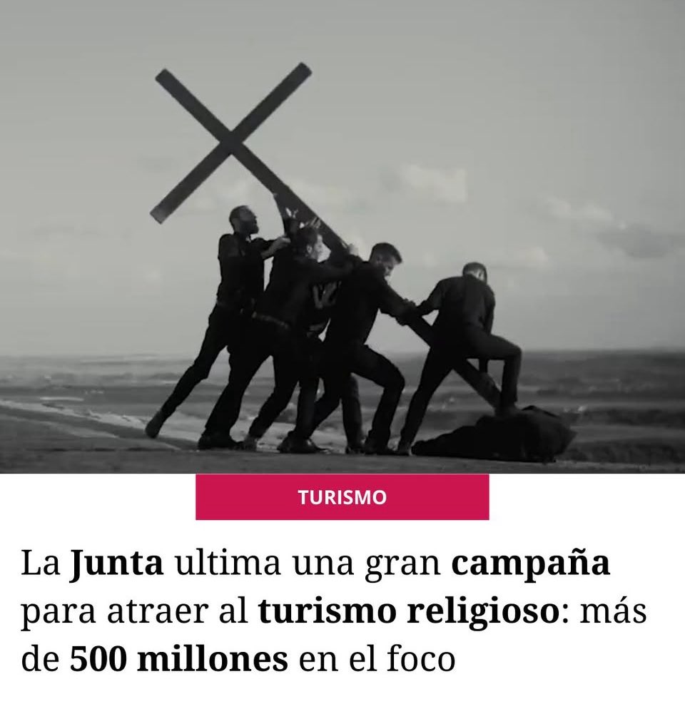 AndaluciaSinVOX's tweet photo. Moreno Bonilla se gastará 500 millones de euros de tus impuestos “para potenciar el turismo religioso” mientras no tiene dinero para contratar médicos y enfermeras #Andalucía cía https://t.co/3Gy1y7X4Ko