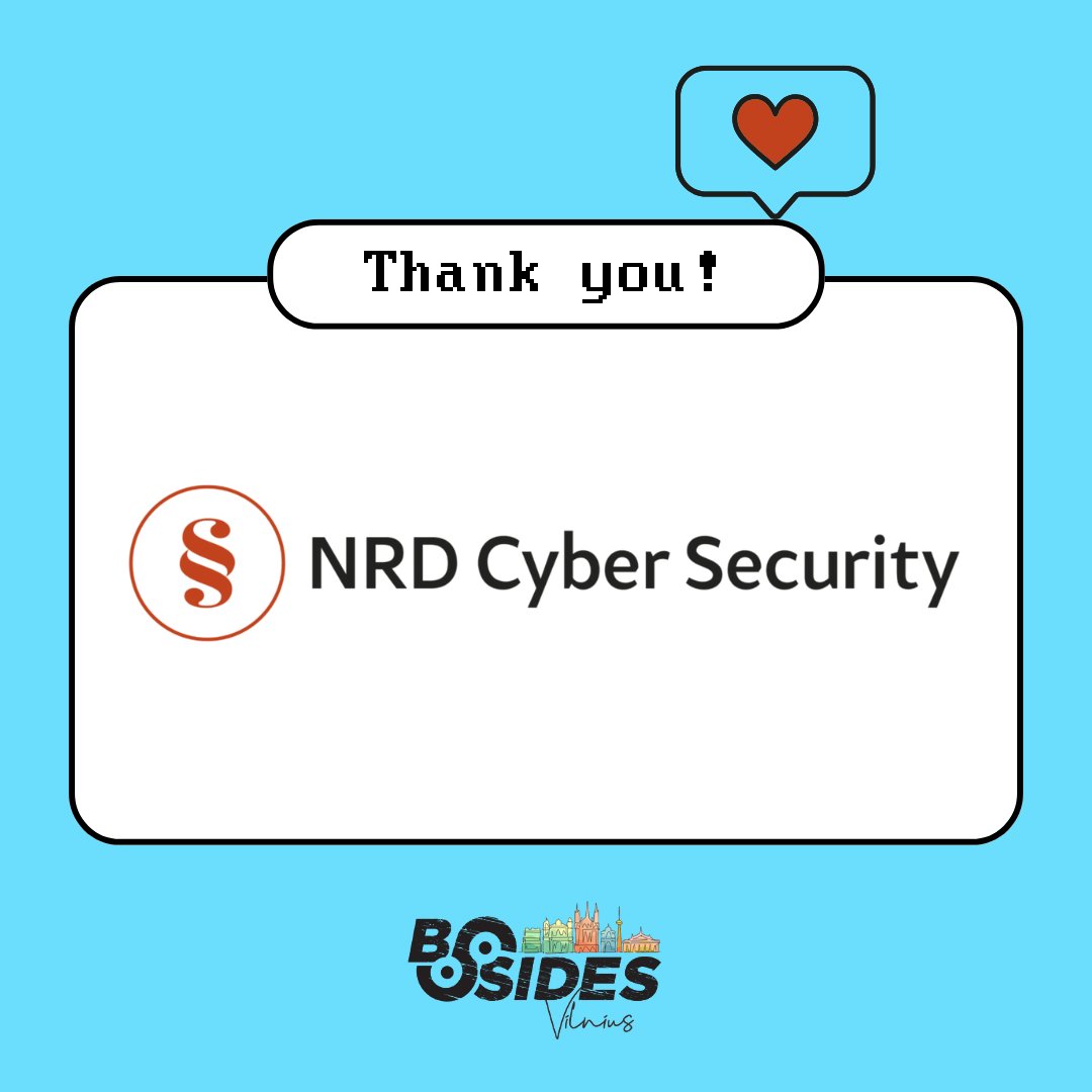 We’re excited to have <a href="/NRD__CS/">NRD Cyber Security</a> back as a sponsor of #BSidesVilnius2025!
Their expertise in #cyber resilience and ongoing support help us bring the local #infosec community together, creating space for people to connect, learn and grow.