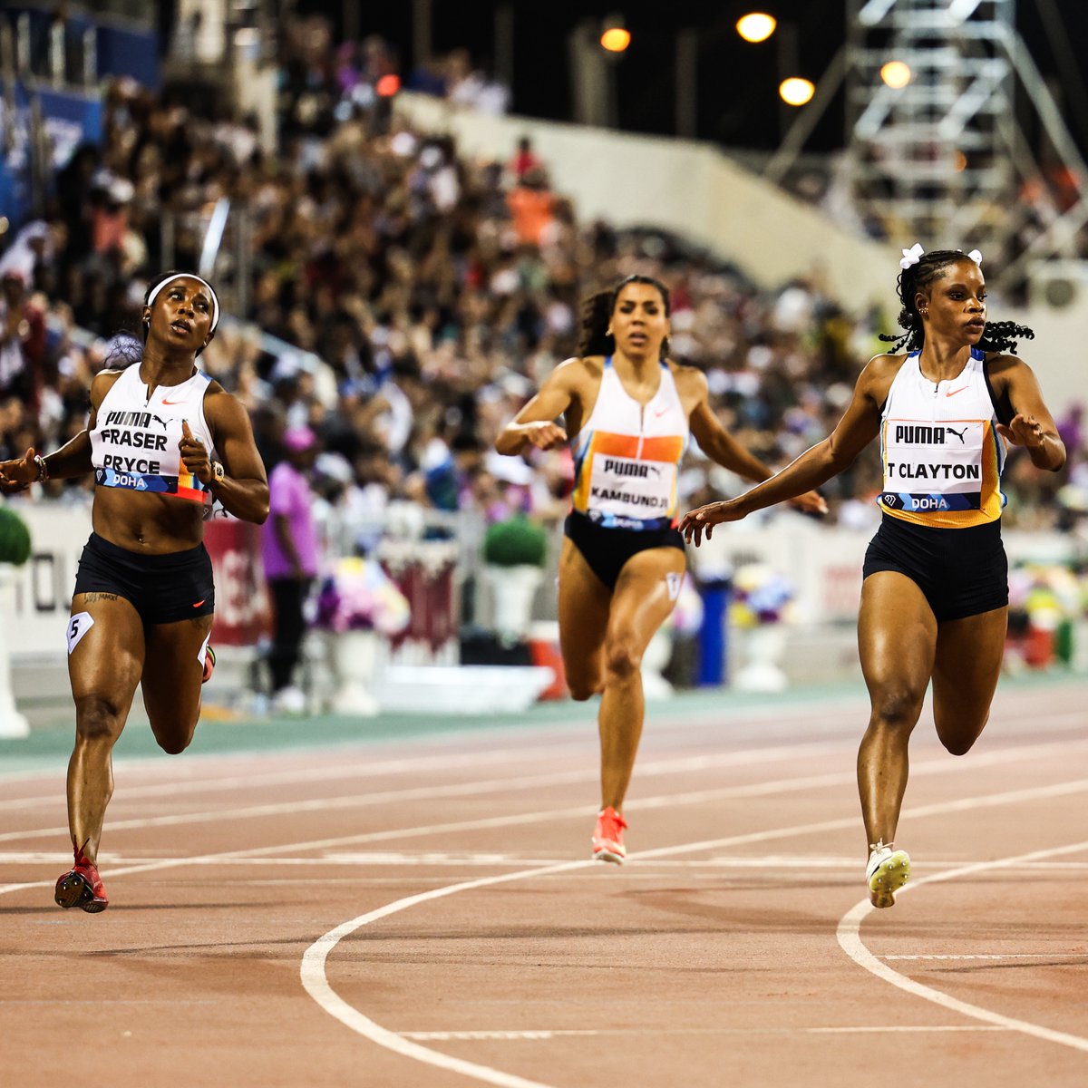 World Athletics (@worldathletics) on Twitter photo Jamaicaaaaaa ๐ฅ
The Clayton twins go 1-2 in the women's 100m in Doha as Tia Clayton runs the fastest time in the world this year with 10.92 โก๏ธ
<a href="/realshellyannfp/">ShellyAnnFraserPryce</a> clocks 11.04 for 4th place.
๐ธ<a href="/GorczynskaMarta/">Marta Gorczyลska</a>
#DiamondLeague Jamaicaaaaaa ๐ฅ
The Clayton twins go 1-2 in the women's 100m in Doha as Tia Clayton runs the fastest time in the world this year with 10.92 โก๏ธ
<a href="/realshellyannfp/">ShellyAnnFraserPryce</a> clocks 11.04 for 4th place.
๐ธ<a href="/GorczynskaMarta/">Marta Gorczyลska</a>
#DiamondLeague