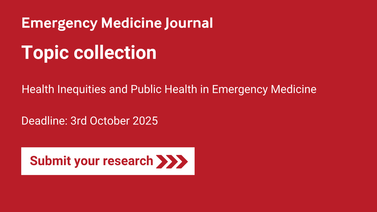 'Health Inequities and Public Health in Emergency Medicine'
We have calls for papers in your subject area. Discover our Topic Collection:
bit.ly/3XPAKjO