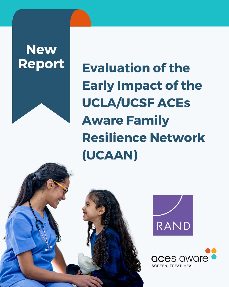 ACEs Aware (@acesaware) on Twitter photo A RAND report evaluates ACEs Aware and <a href="/UCACEsAware/">UCAAN</a>, which implements the initiative on behalf of <a href="/DHCS_CA/">Department of Health Care Services</a> and <a href="/CA_OSG/">Office of the California Surgeon General</a>. The evaluation found that ACEs Aware has dramatically increased Californiaās clinical capacity to screen for ACEs.
Read the report at rand.org/pubs/research_ā¦. A RAND report evaluates ACEs Aware and <a href="/UCACEsAware/">UCAAN</a>, which implements the initiative on behalf of <a href="/DHCS_CA/">Department of Health Care Services</a> and <a href="/CA_OSG/">Office of the California Surgeon General</a>. The evaluation found that ACEs Aware has dramatically increased Californiaās clinical capacity to screen for ACEs.
Read the report at rand.org/pubs/research_ā¦.
