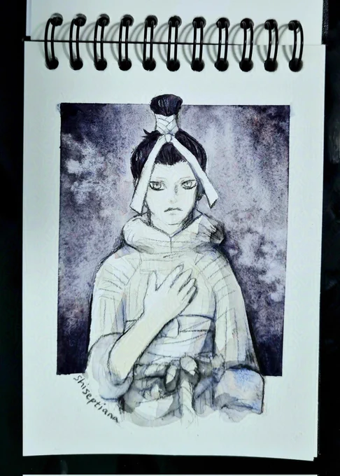 not bringing my tablet &amp; laptop with me this weekend so back to watercolor doodling.
here's futomimi

#SMTIII 