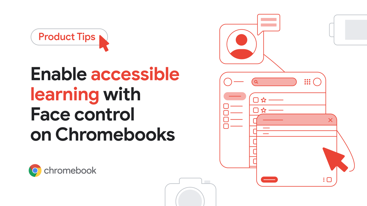 GoogleForEdu's tweet image. Unlock new possibilities with Face control on #Chromebooks and Chromebook Plus! This hands-free feature uses facial gestures to help you navigate and interact with your device, opening up new avenues for accessible learning. Learn how to enable it: goo.gle/3GYlNWV #a11y