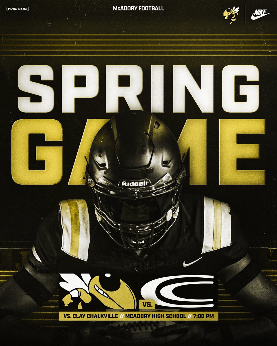 McAdory Football (@mcadoryfb) on Twitter photo ❗️IT’S. GAME. DAY.❗️
📍 Spring Game vs Clay-Chalkville <a href="/CCHSfootbal/">Clay-Chalkville Football</a>
🕓 Kickoff: 7:00 PM
💰 $8.00 Admission
📺 nfhsnetwork.com/events/claycha… ❗️IT’S. GAME. DAY.❗️
📍 Spring Game vs Clay-Chalkville <a href="/CCHSfootbal/">Clay-Chalkville Football</a>
🕓 Kickoff: 7:00 PM
💰 $8.00 Admission
📺 nfhsnetwork.com/events/claycha…