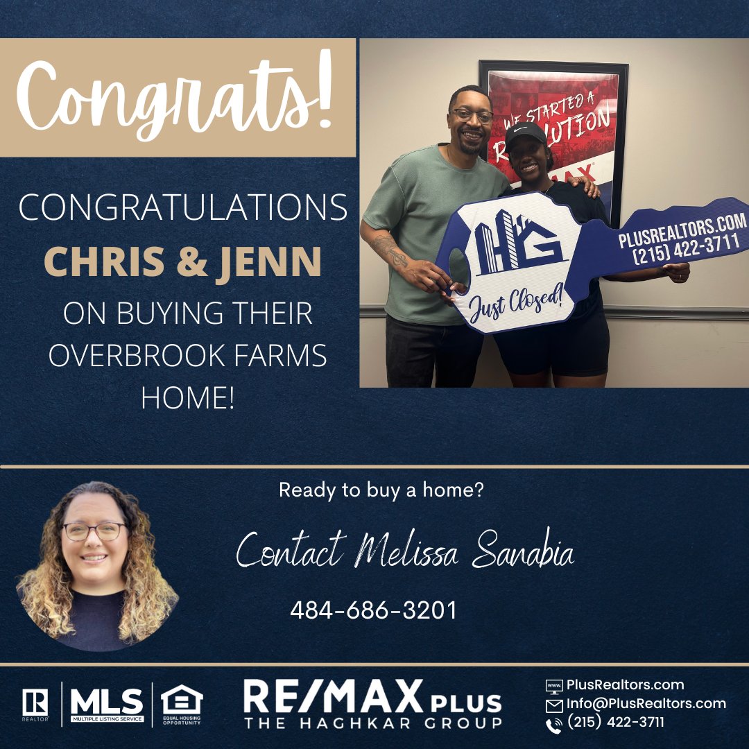 haghkar's tweet photo. Congratulations to our agent Melissa and her buyers, Chris and Jenn, on a successful closing! Here is to many years of happiness in your new home! Ready to buy a home? Contact Melissa or another agent on the RE/MAX Plus team! https://t.co/y2IXnhBMwU