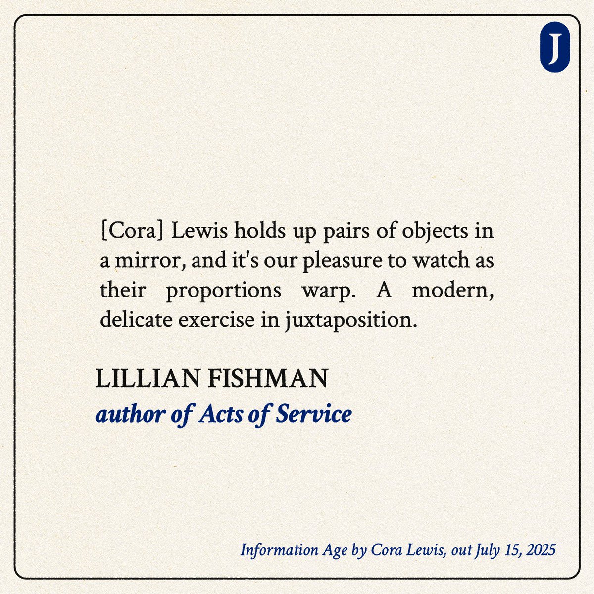 Joyland Publishing (@joylandpub) on Twitter photo "A modern, delicate exercise in juxtaposition." —Lillian Fishman, author of ACTS OF SERVICE on INFORMATION AGE by Cora Lewis (<a href="/cora/">Cora Lewis</a>)
asterismbooks.com/product/inform… "A modern, delicate exercise in juxtaposition." —Lillian Fishman, author of ACTS OF SERVICE on INFORMATION AGE by Cora Lewis (<a href="/cora/">Cora Lewis</a>)
asterismbooks.com/product/inform…
