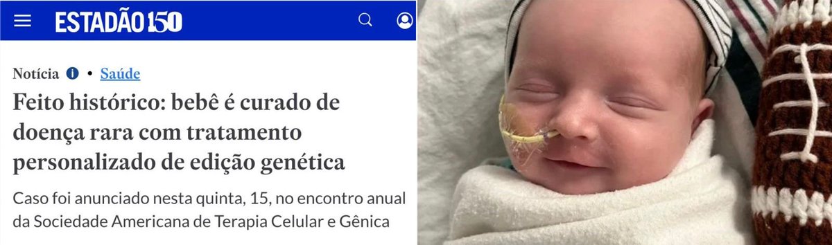 Uma criança de 9 meses acabou de ser CURADA de uma doença genética FATAL.

Foi a primeira terapia gênica individualmente personalizada da história.

Um tratamento único, feito apenas para ela.