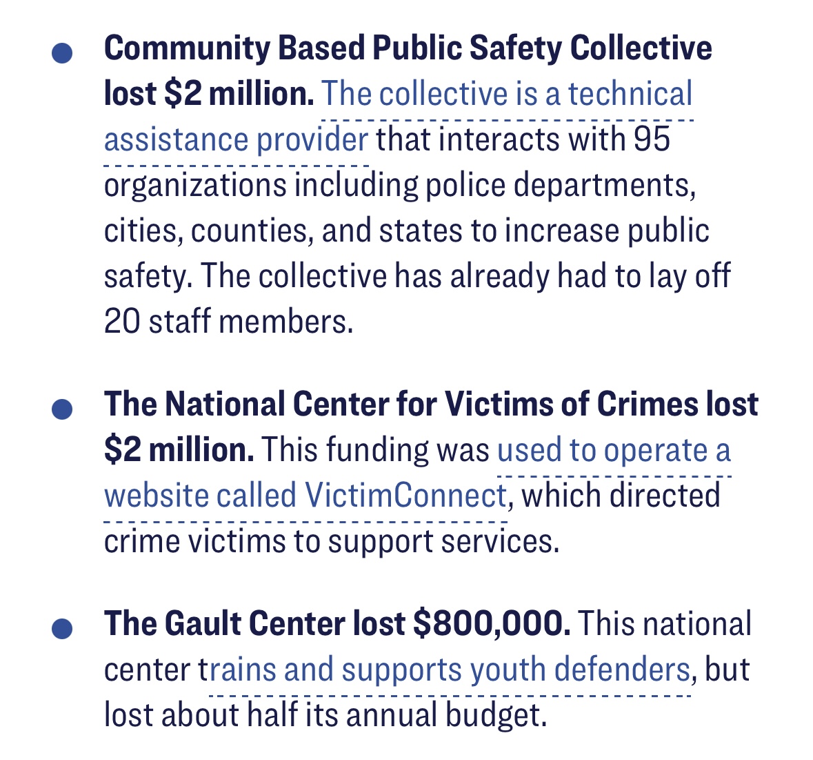 GIFFORDS (@giffords_org) on Twitter photo Community violence intervention programs are already stretched thin—and now Trump’s reckless cuts will gut lifesaving efforts even further.
These programs work. Cutting them puts more lives at risk.
<a href="/CBPS_Collective/">Community Based Public Safety Collective</a> <a href="/CrimeVictimsOrg/">The National Center for Victims of Crime</a> <a href="/GaultCenter/">The Gault Center</a> Community violence intervention programs are already stretched thin—and now Trump’s reckless cuts will gut lifesaving efforts even further.
These programs work. Cutting them puts more lives at risk.
<a href="/CBPS_Collective/">Community Based Public Safety Collective</a> <a href="/CrimeVictimsOrg/">The National Center for Victims of Crime</a> <a href="/GaultCenter/">The Gault Center</a>