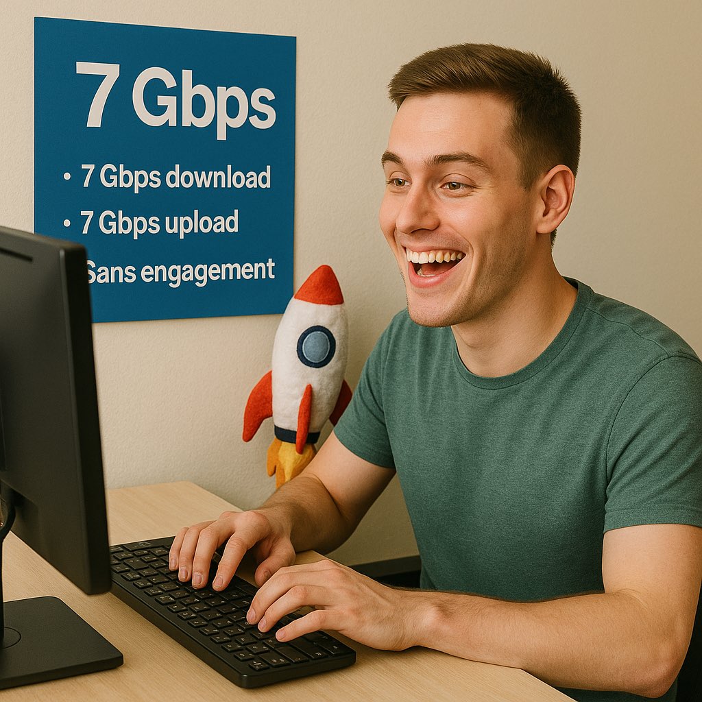 Dès aujourd’hui, <a href="/Dyjix/">Dyjix | Hébergement</a> propose désormais de la FTTH 7 Gbps ! 🥳

⬇️ Download : 7 Gbps
⬆️ Upload : 7 Gbps

🥳 Sans engagement !

💳 40€/mois
✍️ Mise en service : 250€

Rendez-vous sur dyjix.eu/offres/fibre-o…