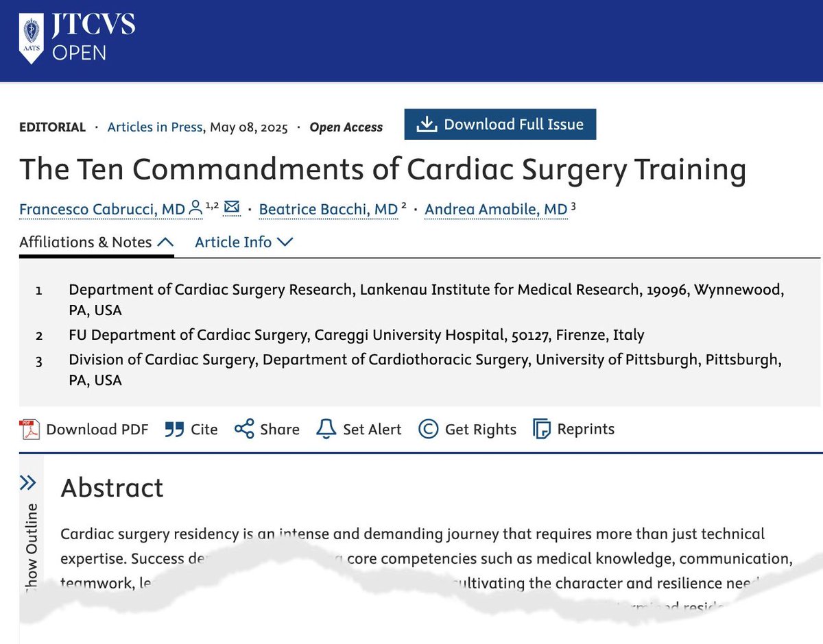 Andrea Amabile, MD (@andreaamabilemd) on Twitter photo The Ten Commandments of Cardiac Surgery Training 🫀 Just published in <a href="/AATSJournals/">AATS Journals</a> 👉🏻 tinyurl.com/JTCVSOpenTenCo… The Ten Commandments of Cardiac Surgery Training 🫀 Just published in <a href="/AATSJournals/">AATS Journals</a> 👉🏻 tinyurl.com/JTCVSOpenTenCo…