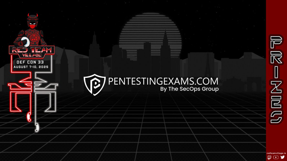 RedTeamVillage (@redteamvillage_) on Twitter photo Huge thanks to <a href="/TheSecOpsGroup/">The SecOps Group</a> for sponsoring prizes at Red Team Village for #DC33! 🎁🎯
Your support helps us reward skill, creativity, and hacker spirit. See you in Vegas! ⚔️ Huge thanks to <a href="/TheSecOpsGroup/">The SecOps Group</a> for sponsoring prizes at Red Team Village for #DC33! 🎁🎯
Your support helps us reward skill, creativity, and hacker spirit. See you in Vegas! ⚔️