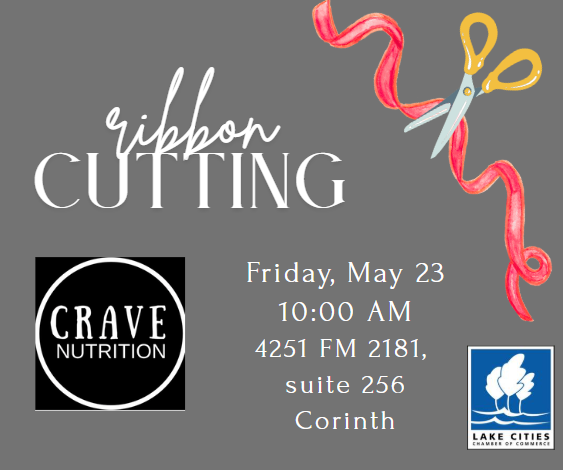LakeCchamber's tweet photo. Join us to celebrate the new management with a ribbon cutting at Crave Nutrition!  Friday, May 23rd at 10:00 AM

#lakecitieschamber #RibbonCutting ##supportlocal https://t.co/ChrGsgVNRh