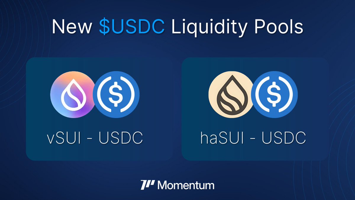 <a href="/MMTFinance/">MomentumⓂ️Ⓜ️T</a> New Liquidity Pools 🌊

$USDC LPs are now available on mmt.finance featuring <a href="/volo_sui/">Volo</a> &amp; <a href="/HaedalProtocol/">Haedal🦦</a> 🌊