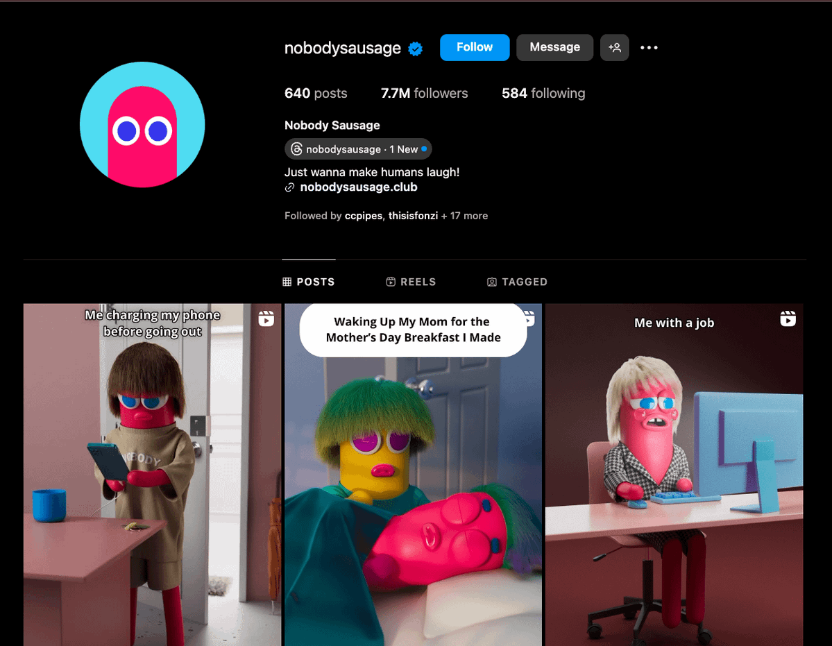 更新一下前天说的 $NOBODY 

5600个持有地址，现在拉到了40M。
官网：nobodysausage.club

•  Instagram 帐户有 770 万的粉丝
• 网站在ins主页列出。

目前为止推上的社交热度都不高