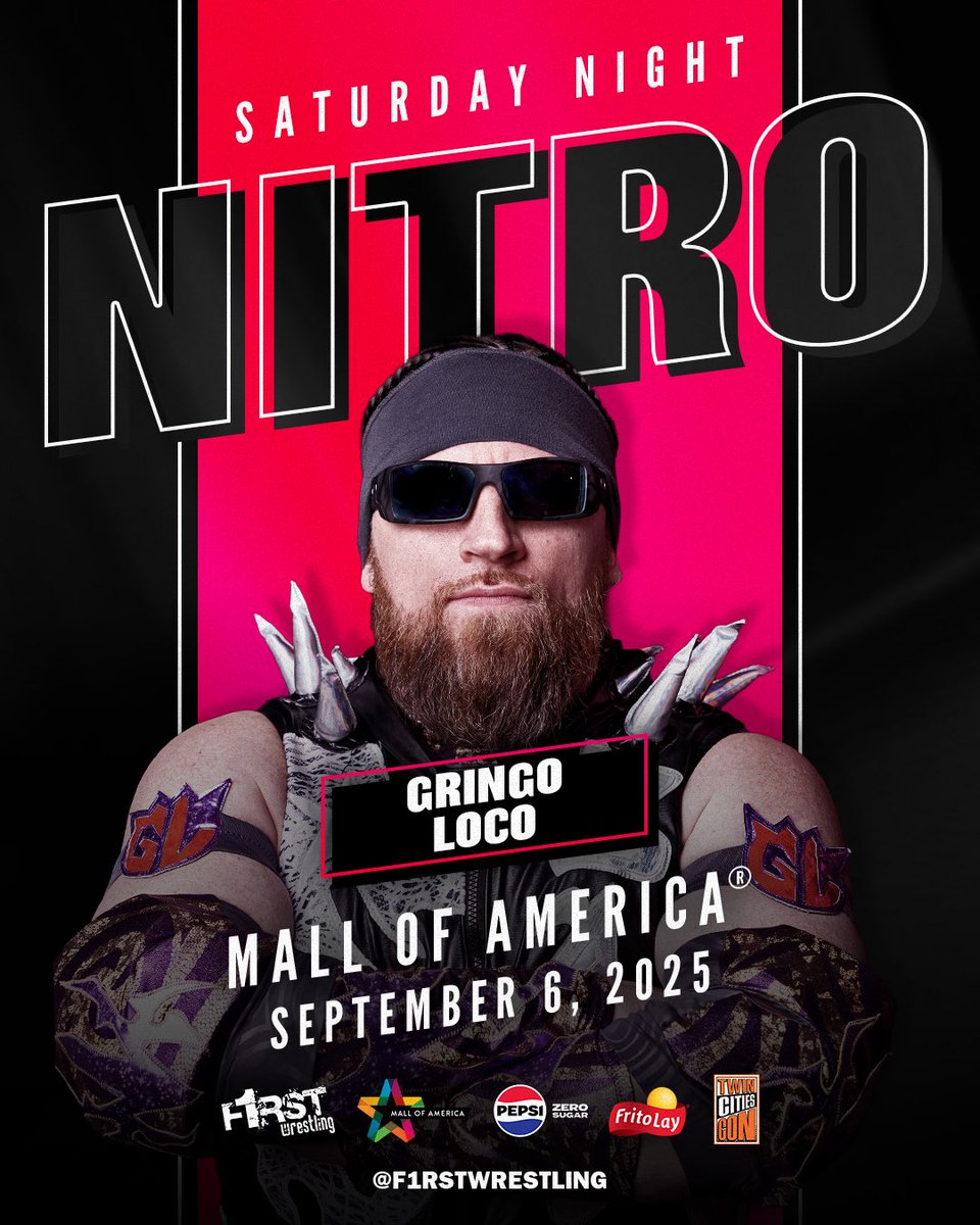 F1RST Wrestling (@f1rstwrestling) on Twitter photo THE LUCHA LIBRE STYLE RETURNS TO THE MALL OF AMERICA! 🇲🇽🔥🇺🇸
F1RST Wrestling presents
#SaturdayNightNitro
September 6, 2025
<a href="/mallofamerica/">Mall of America</a>
Bloomington, MN
All Ages Welcome
🚨GET YOUR TICKETS NOW🚨
🎟️ tix.mallofamerica.com/wrestle THE LUCHA LIBRE STYLE RETURNS TO THE MALL OF AMERICA! 🇲🇽🔥🇺🇸
F1RST Wrestling presents
#SaturdayNightNitro
September 6, 2025
<a href="/mallofamerica/">Mall of America</a>
Bloomington, MN
All Ages Welcome
🚨GET YOUR TICKETS NOW🚨
🎟️ tix.mallofamerica.com/wrestle