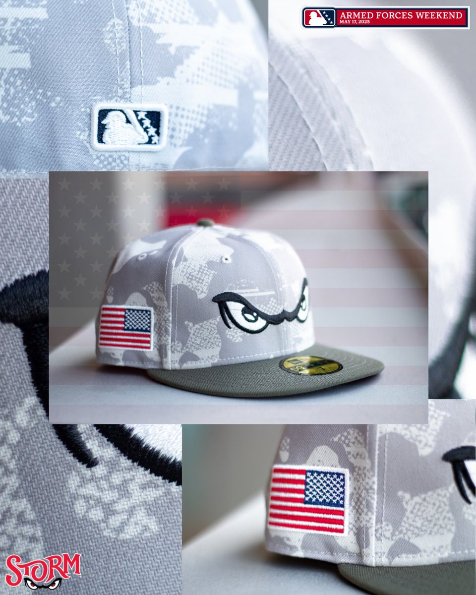 All weekend long, Storm Baseball will be celebrating "Armed Forces Weekend" by wearing these caps as a thank you to those who served our country!

#EmbraceTheStorm🌩️