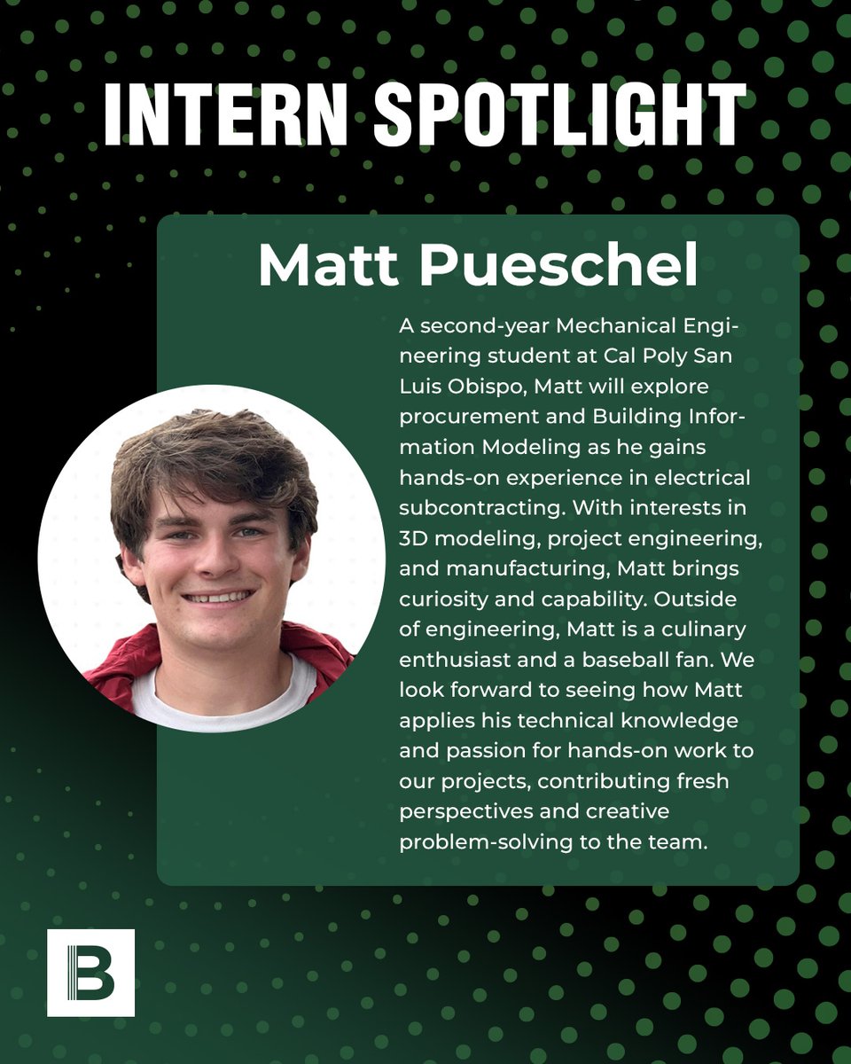 We’re excited to welcome Matt Pueschel to our Summer 2025 Internship Program! A second-year Mechanical Engineering student at Cal Poly, San Luis Obispo.
 
Welcome aboard, Matt! We’re thrilled to have you join the team.