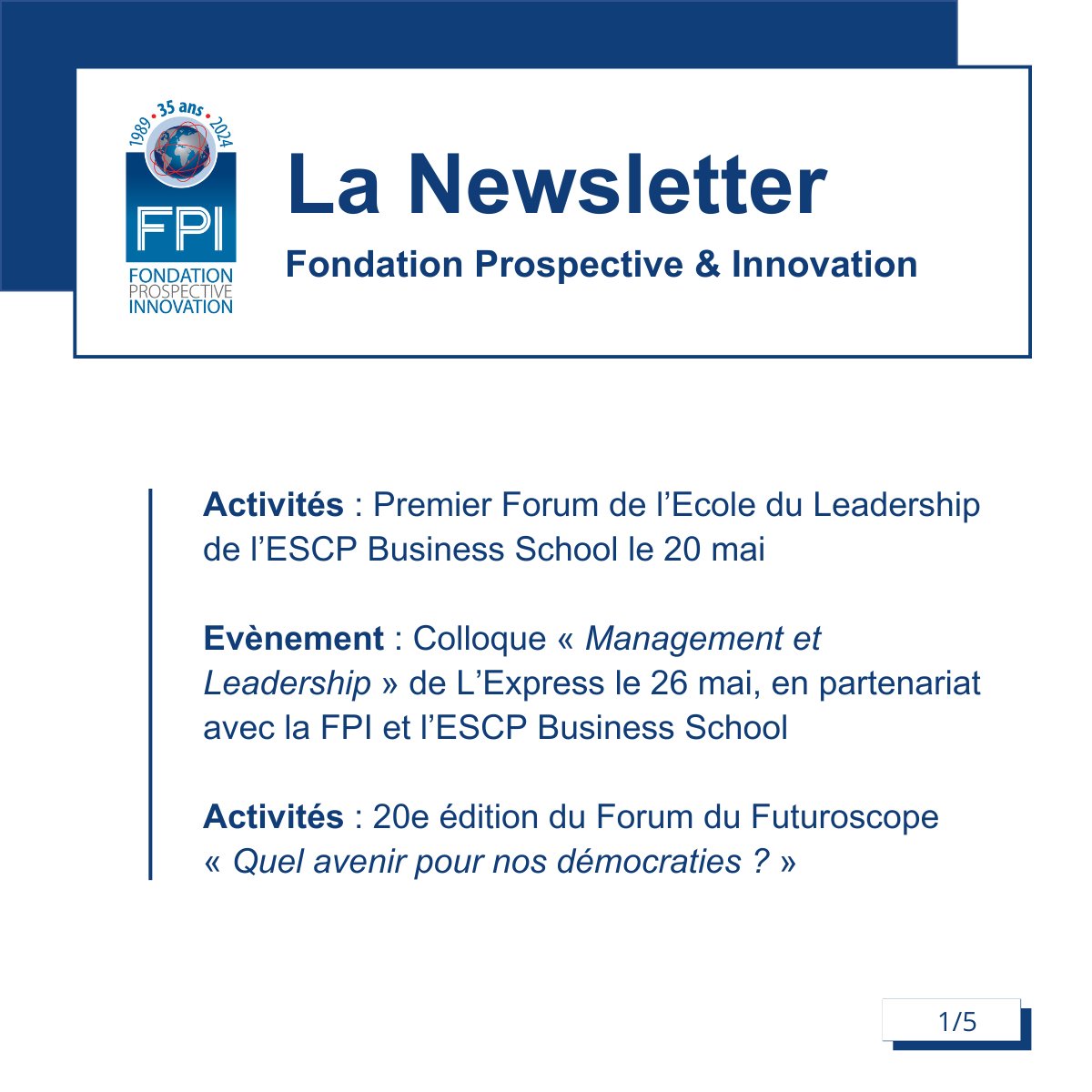 Fondation Prospective & Innovation (@fondationfpi) on Twitter photo ➡️ Découvrez la Newsletter de la <a href="/FondationFPI/">Fondation Prospective & Innovation</a> du vendredi 16 mai 2025 : urls.fr/mbyhAp
📷 Pour retrouver nos publications et suivre notre programmation : urls.fr/BMpM0F
<a href="/jpraffarin/">Jean-Pierre Raffarin</a> <a href="/jf_cope/">Jean-François Copé</a> <a href="/EmmanuellePeres/">Emmanuelle PERES</a> <a href="/ESCP_bs/">ESCP Business School</a> <a href="/LEXPRESS/">L'Express</a> ➡️ Découvrez la Newsletter de la <a href="/FondationFPI/">Fondation Prospective & Innovation</a> du vendredi 16 mai 2025 : urls.fr/mbyhAp
📷 Pour retrouver nos publications et suivre notre programmation : urls.fr/BMpM0F
<a href="/jpraffarin/">Jean-Pierre Raffarin</a> <a href="/jf_cope/">Jean-François Copé</a> <a href="/EmmanuellePeres/">Emmanuelle PERES</a> <a href="/ESCP_bs/">ESCP Business School</a> <a href="/LEXPRESS/">L'Express</a>