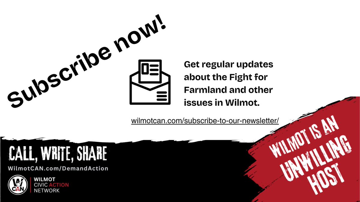 Get the latest updates about the #FightForFarmland and other issues happening in Wilmot. 

Subscribe now to the WilmotCAN newsletter:
wilmotcan.com/subscribe-to-o…

#WilmotLandGrab