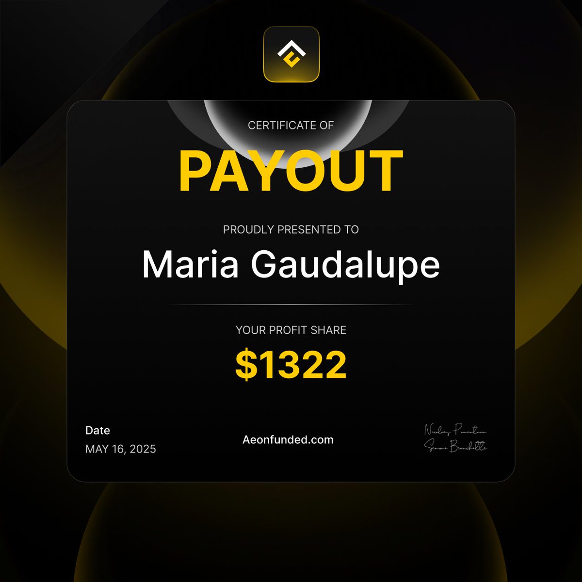 quantxfund's tweet photo. We've sent out the last payout for this week;

Huge congratulations to our AEON' trader

Comment #Maria5k for a chance to win a FREE $5k challenge 🎉 https://t.co/b5KoJxLWK5