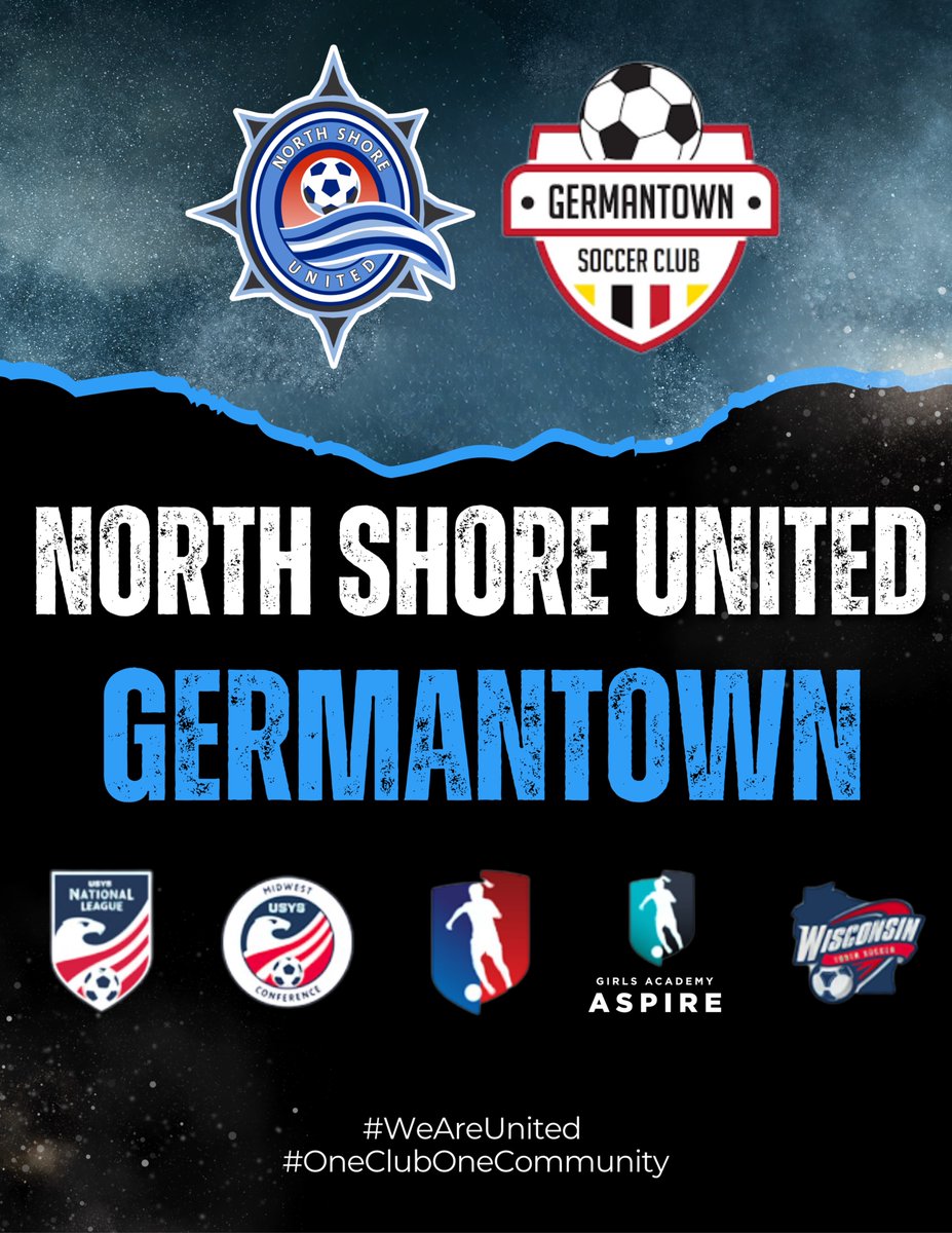🚨 Partnership Announcement! 🚨

North Shore United 🤝 Germantown SC

Two proud clubs. One shared mission: growing the game in SE Wisconsin.

We’re partnering with Germantown SC to grow the game and strengthen our soccer community!

What this means:
⚽ Expanded Rec League
📈