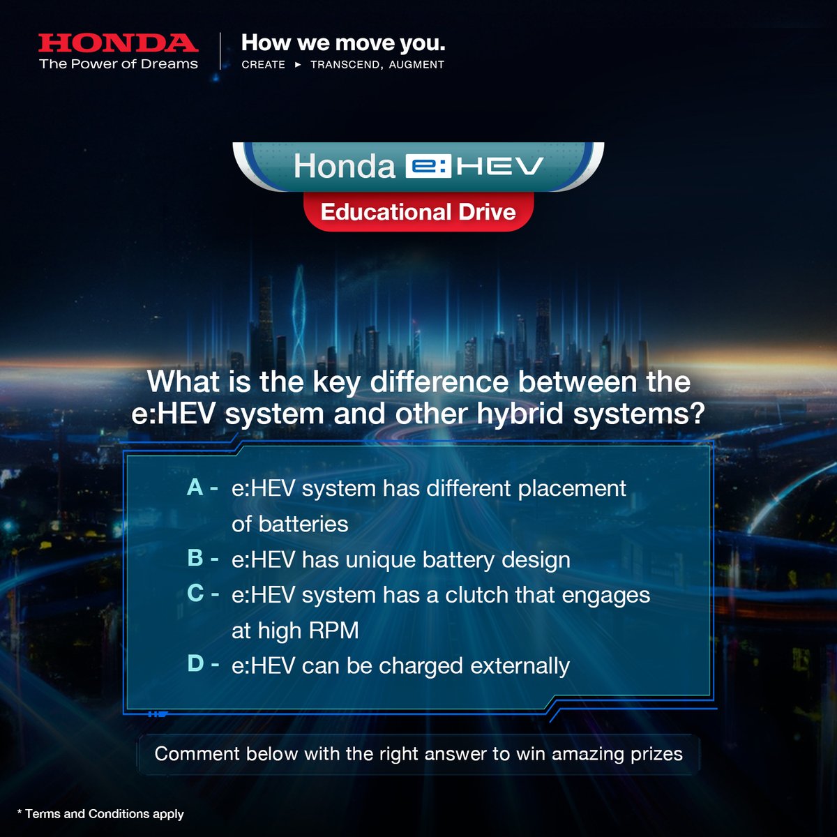 Hacpl_Official's tweet photo. Comment with the correct answer to win! Learn more about Honda’s e:HEV Technology:

https://t.co/wMmmCTDxDG

#Honda #Howwemoveyou #HondaeHEV #eHEV #eHEVTechnology #HondaeDriveQuiz #EducationalDrive https://t.co/MKaZqqx428