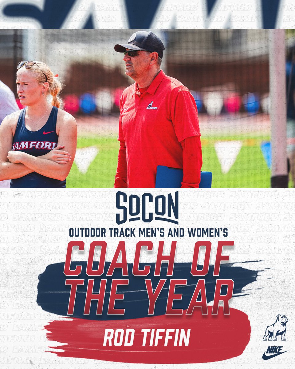 Samford XC/Track & Field (@samfordxc_tf) on Twitter photo Leader of the Dogs‼️
Men's and Women's Outdoor Track <a href="/SoConSports/">The Southern Conference</a> Coach of the Year Coach Rod Tiffin 🐶
#AllForSAMford Leader of the Dogs‼️
Men's and Women's Outdoor Track <a href="/SoConSports/">The Southern Conference</a> Coach of the Year Coach Rod Tiffin 🐶
#AllForSAMford
