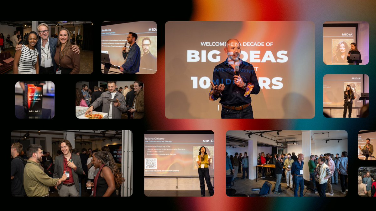 Last week we hosted an incredible event to celebrate 10 years of MIDiA, and look forward to the next 10 years in entertainment. 

A decade of big ideas brought together clients, friends and industry professionals to help celebrate this incredible milestone.