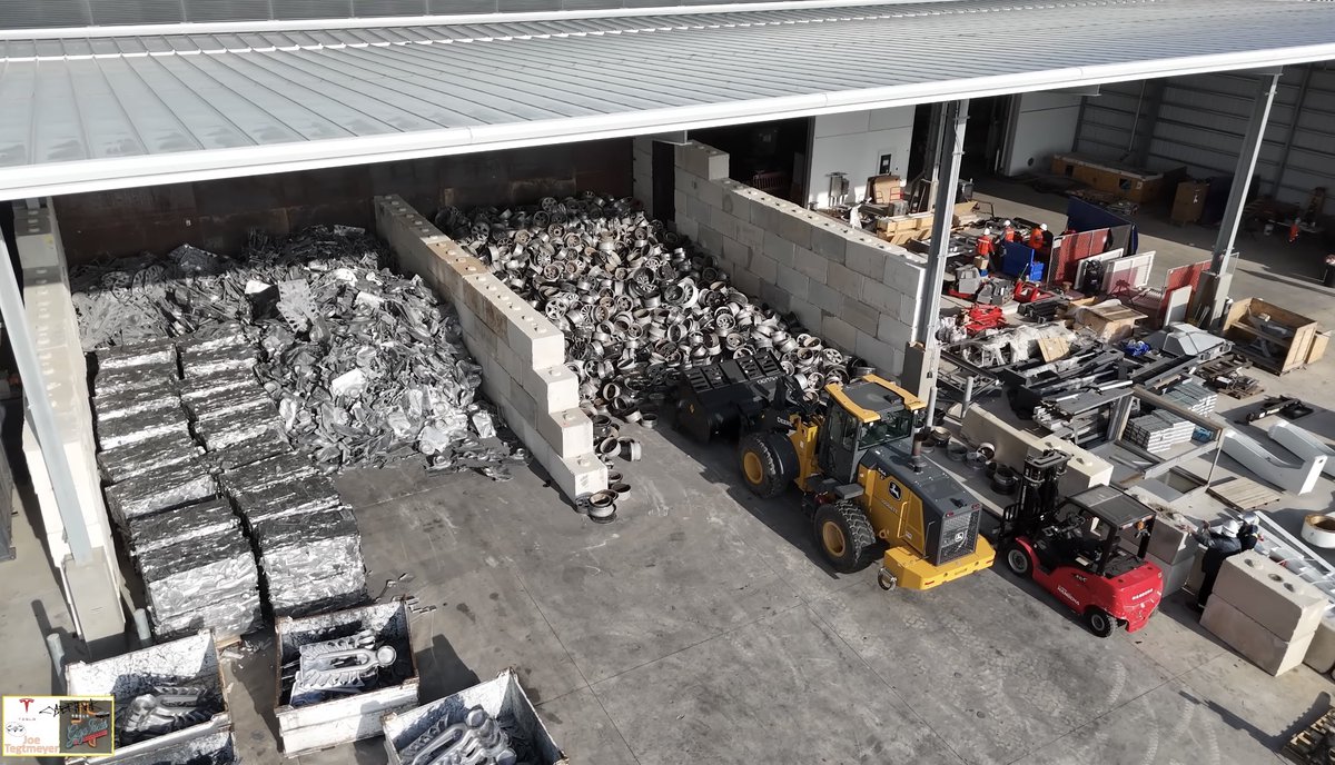 Luca Greco (@lucagrecoita) on Twitter photo Tesla’s aluminum recycling plant at Giga Texas is operational! 🏭
Over the past two years, <a href="/JoeTegtmeyer/">Joe Tegtmeyer 🚀 🤠🛸😎</a> has documented Tesla's construction of a massive recycling facility at Gigafactory Texas.
This new recycling plant features a large furnace designed to melt Tesla’s large Tesla’s aluminum recycling plant at Giga Texas is operational! 🏭
Over the past two years, <a href="/JoeTegtmeyer/">Joe Tegtmeyer 🚀 🤠🛸😎</a> has documented Tesla's construction of a massive recycling facility at Gigafactory Texas.
This new recycling plant features a large furnace designed to melt Tesla’s large