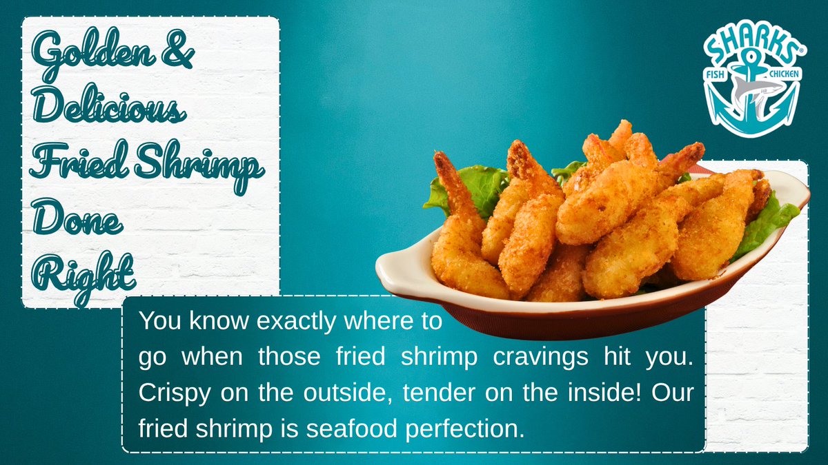 sharksfish3400's tweet photo. Shrimp Cravings? We’ve Got You Covered! 🦐 Our golden fried shrimp craving is perfectly seasoned, crunchy on the outside, juicy on the inside. It's seafood perfection every time at Sharks Fish &amp; Chicken. 🔥

#ShrimpCravings #FriedShrimp #Seafood https://t.co/6DVyo6Jef9