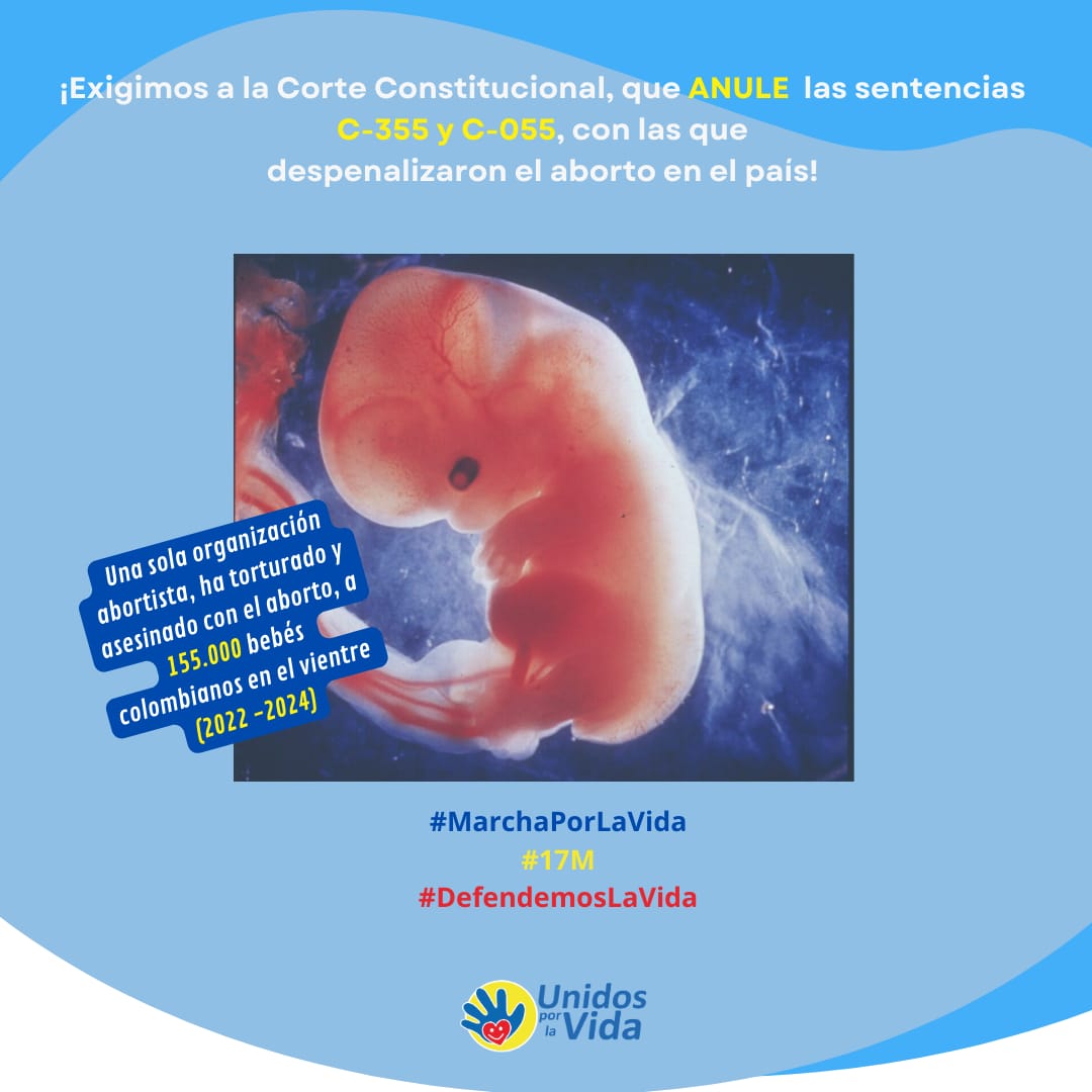 Están preocupados porque no hay nacimientos en Colombia, pero asesinan a nuestros bebés en el vientre. Por eso yo marcho este 17 de mayo

#MarchaPorLaVida #17M #DefendemosLaVida