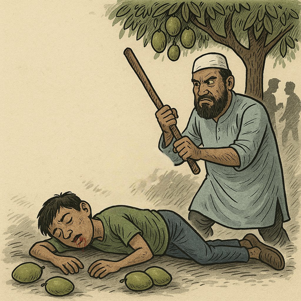 tjt4002's tweet photo. The Bloody Afternoon of Naihati: A 17-Year-Old Life Lost Over a Few Mangoes

It was just a few mangoes that the friends were picking up. In a playful mood, they entered a mango orchard in Kanchrapara. On their way back from a family event that afternoon, 17-year-old Sudipta Pandit and his friends stepped into the orchard—perhaps unaware that a few fallen mangoes would change the course of their lives so tragically.

Sheikh Farhad Mandal was on guard duty in that orchard. He caught hold of Sudipta. What followed was a brutal assault—inhuman and savage. While the others fled, Farhad took his rage out on Sudipta alone. The beating was so severe that when Sudipta was taken to Naihati SG Hospital in a bloodied, battered state, doctors declared him dead. A vibrant young boy of 17—gone forever.

This raises a painful question—what crime did Sudipta truly commit? Picking up a few mangoes? Fallen on the ground? Was that such a heinous offense? Only Farhad knows how many mangoes he valued more than the life of a teenage boy.

An even more bitter truth emerges: what if the names were reversed? What if the killer was named “Sudipta” and the victim “Farhad”? Wouldn’t the so-called leftist and human rights circles have erupted in protest by now? Why are they silent today? Why this deafening silence when Sudipta is killed by Farhad?

This is not just the death of a teenager—it is the death of humanity. A chilling question looms—are we still human? Where does such cruelty stem from? How could a mere guard inflict such barbarity on a 17-year-old boy?

Where are we headed? Where has our compassion gone? These questions demand answers. And they must be answered now—because tomorrow, another Sudipta might not return.

@India_NHRC , @NCPCR_  & @KanoongoPriyank should take note of this and do the needful