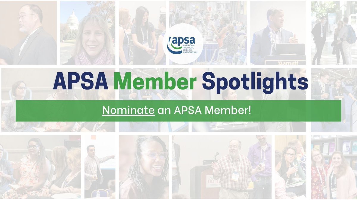 APSAtweets's tweet image. Calling APSA Members! 📢 Share your story with us! APSA seeks to celebrate the achievements and impact of our members through our #MemberSpotlight Series!
🔗 Nominate yourself/colleague: buff.ly/eAinaLJ
⭐ View past member spotlights: buff.ly/ujJ9lDh