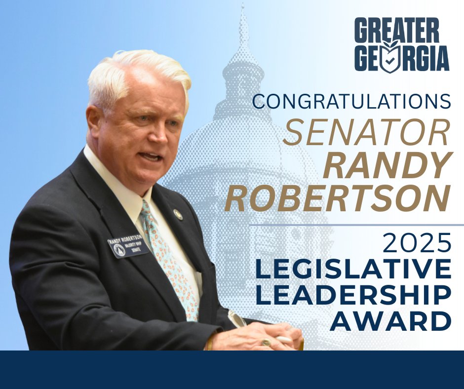 Greater Georgia (@greatergeorgia) on Twitter photo We're proud to recognize Senator Randy Robertson with this Leadership Award! He is a stalwart <a href="/GASenateGOP/">GA Senate Republicans</a> defender of life and family, ensuring all life is considered sacred in Georgia and all children have a bright future. We're proud to recognize Senator Randy Robertson with this Leadership Award! He is a stalwart <a href="/GASenateGOP/">GA Senate Republicans</a> defender of life and family, ensuring all life is considered sacred in Georgia and all children have a bright future.