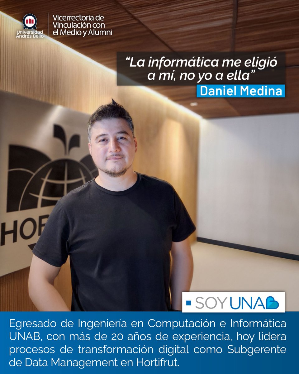 Alumni UNAB (@alumniunab) on Twitter photo ✨ ¡Conoce la historia de Daniel Medina! 🚀
Desde sus inicios en la <a href="/uandresbello/">U. Andrés Bello</a> hasta su rol como Subgerente de Data Management en Hortifrut, Daniel ha construido una carrera marcada por la pasión por la tecnología y el liderazgo digital.
🔗 Enlace bit.ly/4jcyWct ✨ ¡Conoce la historia de Daniel Medina! 🚀
Desde sus inicios en la <a href="/uandresbello/">U. Andrés Bello</a> hasta su rol como Subgerente de Data Management en Hortifrut, Daniel ha construido una carrera marcada por la pasión por la tecnología y el liderazgo digital.
🔗 Enlace bit.ly/4jcyWct